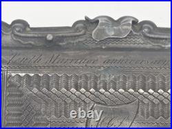 Antique 1856 Victorian Silver Coin Purse Dance Card Case Engraved 10 Anniversary