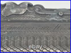 Antique 1856 Victorian Silver Coin Purse Dance Card Case Engraved 10 Anniversary