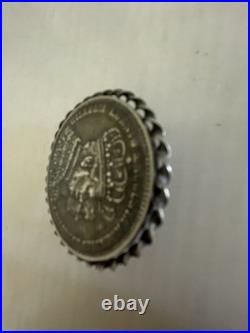 Antique 1861 German States Prussia Silver Coronation Thaler Coin Brooch Wilhelm