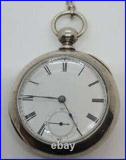 Antique 1877 WALTHAM Broadway'Civil War Era' Coin Silver Key Wind Pocket Watch