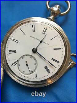 Antique 1884 Elgin Illinois 18s Sterling Silver Coin Pocket Watch Runs 160g