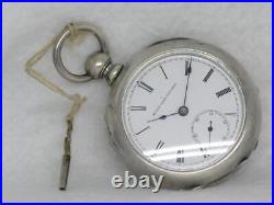 Antique 1885 Elgin 18 Size 4 Ounce Coin Silver Key Wind Pocket Watch, Serviced