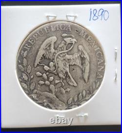 Antique 1890 Mexican 8 Reales Silver Coin