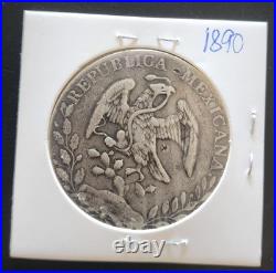 Antique 1890 Mexican 8 Reales Silver Coin