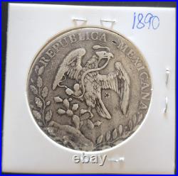 Antique 1890 Mexican 8 Reales Silver Coin