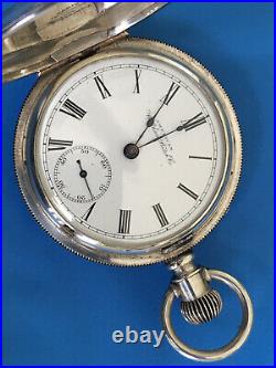 Antique 1893 Waltham 18s Grade 1 coin Silver Pocket Watch 161g Runs