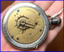 Antique 1895 Waltham Coin Silver Pocket Watch 18 Size 24 Hour Double Dial