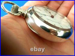 Antique 1896 Elgin Illinois 18s Sterling Silver Coin Pocket Watch Runs 157g
