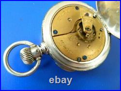 Antique 1896 Elgin Illinois 18s Sterling Silver Coin Pocket Watch Runs 157g