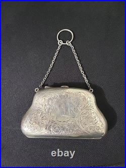 Antique 1908 Birmingham Sterling Silver Coin Purse Charles Lyster & Son, 100g