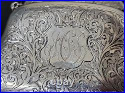 Antique 1908 Birmingham Sterling Silver Coin Purse Charles Lyster & Son, 100g