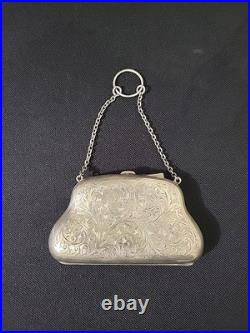 Antique 1908 Birmingham Sterling Silver Coin Purse Charles Lyster & Son, 100g