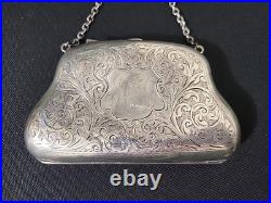 Antique 1908 Birmingham Sterling Silver Coin Purse Charles Lyster & Son, 100g