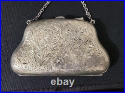 Antique 1908 Birmingham Sterling Silver Coin Purse Charles Lyster & Son, 100g