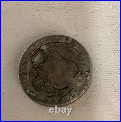 Antique 1915 Pierced Peruvian Silver Coin Pin/Brooch