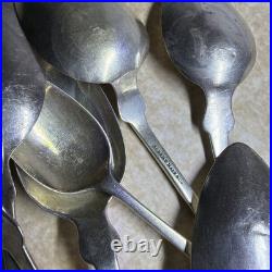 Antique 9 Coin Silver Spoons From Various Makers, All Engraved 3.5+ Troy Ounces