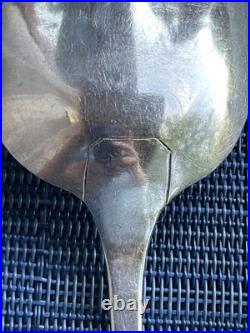Antique American Coin Silver Coffin End Serving spoon AH Engraved 8.5 in
