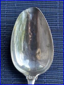 Antique American Coin Silver Coffin End Serving spoon AH Engraved 8.5 in