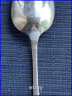 Antique American Coin Silver Coffin End Serving spoon AH Engraved 8.5 in