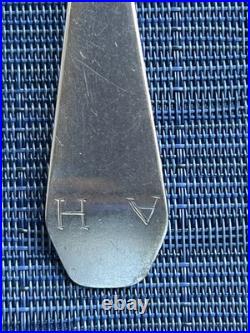 Antique American Coin Silver Coffin End Serving spoon AH Engraved 8.5 in