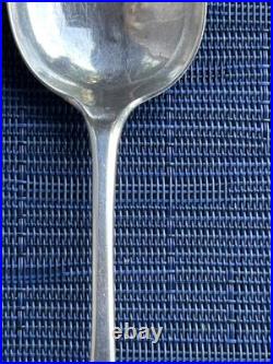 Antique American Coin Silver Coffin End Serving spoon AH Engraved 8.5 in