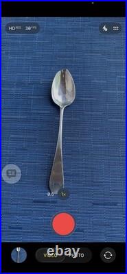 Antique American Coin Silver Coffin End Serving spoon AH Engraved 8.5 in