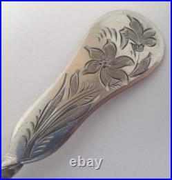 Antique American Coin & Sterling Silver Hand Engraved Spoon by E. Kohlsaat 1830