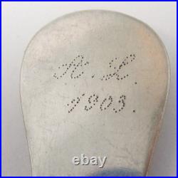 Antique American Coin & Sterling Silver Hand Engraved Spoon by E. Kohlsaat 1830