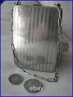 Antique Art Deco STERLING Silver Compact Coin Holder Card Case Purse BLISS GAB