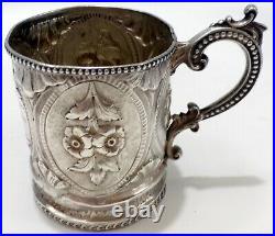 Antique BAILEY & CO 1852-55 PURE COIN SILVER CUP EAGLE/U/SHIELD MARK REPOUSSE