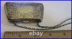 Antique Blackinton STERLING SILVER COIN PURSE chain handle divided miniature 2x3