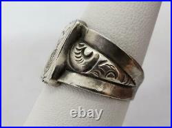 Antique COIN Silver Seal Signet Ring Size 8.25