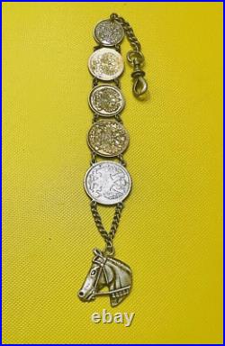Antique Chatelain Horse Head Silver 84 Royal Coins 5 kopecks Carbine Rare Old