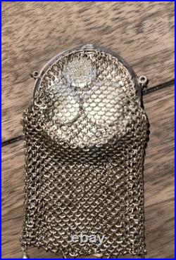 Antique Circa 1900 German Silver Chainmail Coin Purse Round