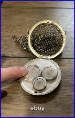 Antique Circa 1900 German Silver Chainmail Coin Purse Round