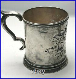 Antique Coin Silver Drinking Mug or Cup made by W. Carringson, Charleston 1830