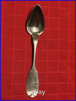 Antique Coin Silver Fruit Spoons (6) Fiddle Back Combined Weight 3.5 oz 6 Long