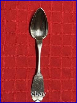 Antique Coin Silver Fruit Spoons (6) Fiddle Back Combined Weight 3.5 oz 6 Long