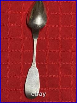 Antique Coin Silver Fruit Spoons (6) Fiddle Back Combined Weight 3.5 oz 6 Long