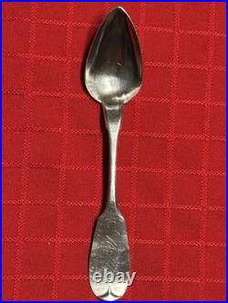Antique Coin Silver Fruit Spoons (6) Fiddle Back Combined Weight 3.5 oz 6 Long