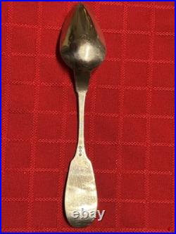 Antique Coin Silver Fruit Spoons (6) Fiddle Back Combined Weight 3.5 oz 6 Long