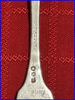 Antique Coin Silver Fruit Spoons (6) Fiddle Back Combined Weight 3.5 oz 6 Long