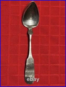 Antique Coin Silver Fruit Spoons (6) Fiddle Back Combined Weight 3.5 oz 6 Long