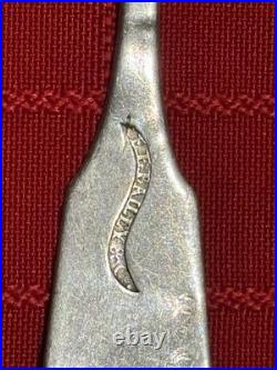 Antique Coin Silver Fruit Spoons (6) Fiddle Back Combined Weight 3.5 oz 6 Long