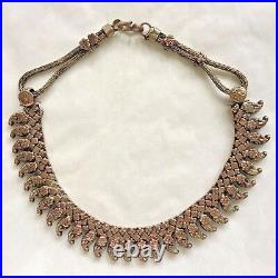 Antique Coin Silver Necklace Choker Rajasthan India Tribal Paisley Mango Pendant