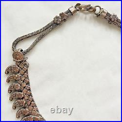 Antique Coin Silver Necklace Choker Rajasthan India Tribal Paisley Mango Pendant