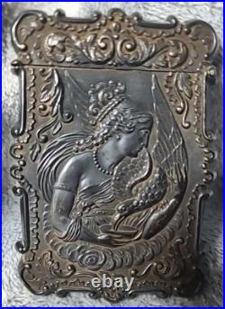 Antique Coin Silver Plate Monogram Calling Business Card Case Holder G2U