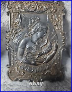 Antique Coin Silver Plate Monogram Calling Business Card Case Holder G2U