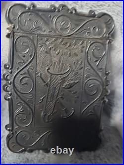 Antique Coin Silver Plate Monogram Calling Business Card Case Holder G2U