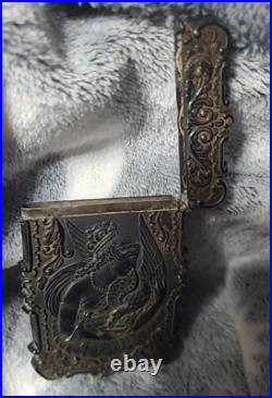 Antique Coin Silver Plate Monogram Calling Business Card Case Holder G2U